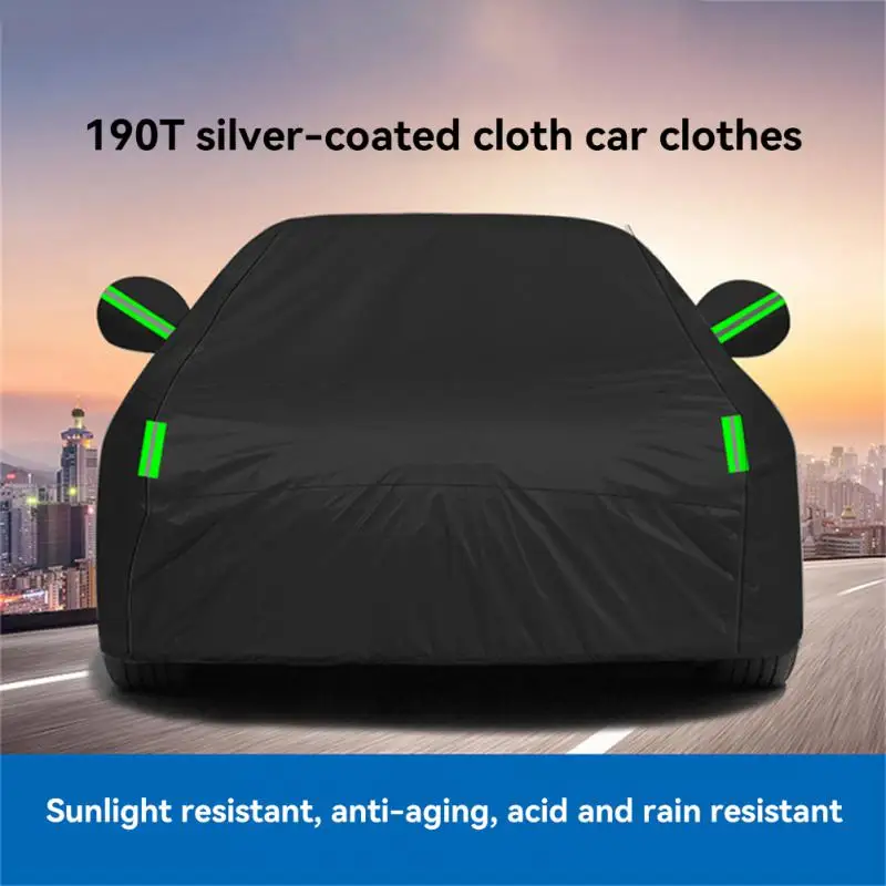 

Universal Car Covers 190T Silver-coated Cloth Rain-proof And Sunscreen Belt Outdoor Protection Cover Car Accessories