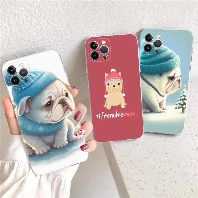 

French Bulldog Phone Case For iPhone 14 13 12 11 Pro Max XS X XR SE 2020 6 7 8 Plus Mini Transparent Shell