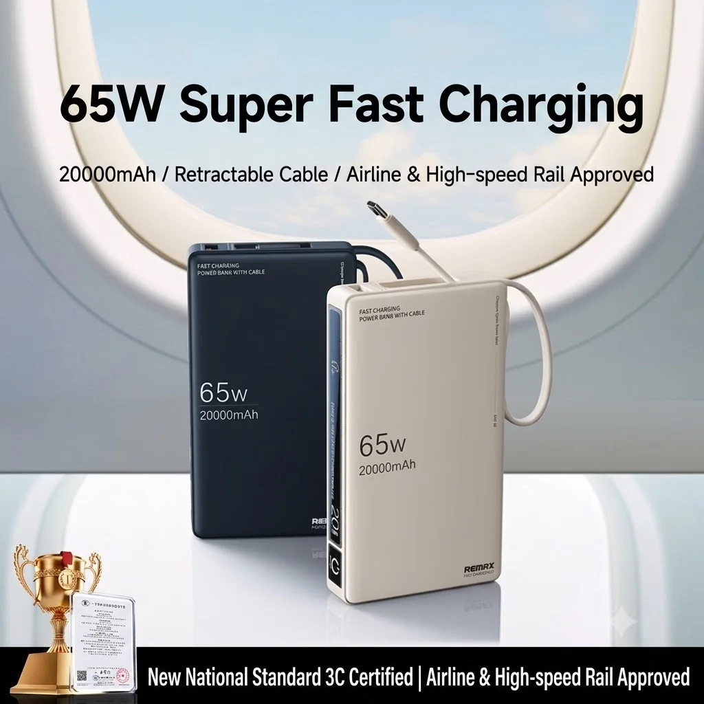 Фото Портативное зарядное устройство Remax 65W 20000mAh Type-C для ноутбуков, планшетов и телефонов, внешний аккумулятор, быстрая зарядка №3