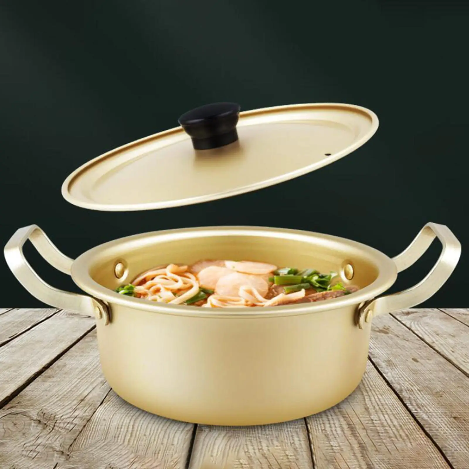 Корейская лапша быстрого приготовления Pot Stockpot с крышкой алюминиевая двойная