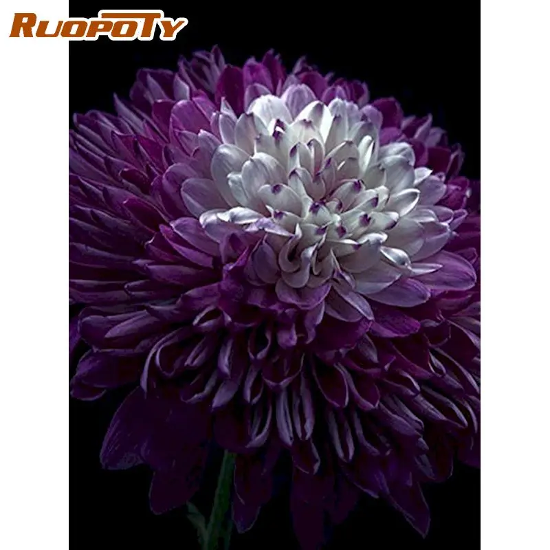 

RUOPOTY 5D DIY Diamond Embroidery flowers Cross Stitch Kit Diamond Painting purple Landscape Mosaic Art Wall Decoration