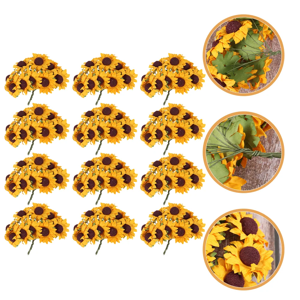 

Sunflowers Mini Sunflower Artificial Decor Fake Flowers Wedding Flower Daisy Scrapbooking Crafts Bride Holding Faux Heads Stems