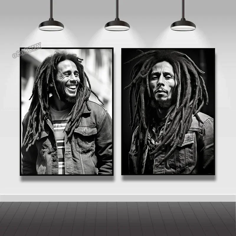 Боб Марли Король регги Холст Картины Плакаты и принты Черно-белая настенная