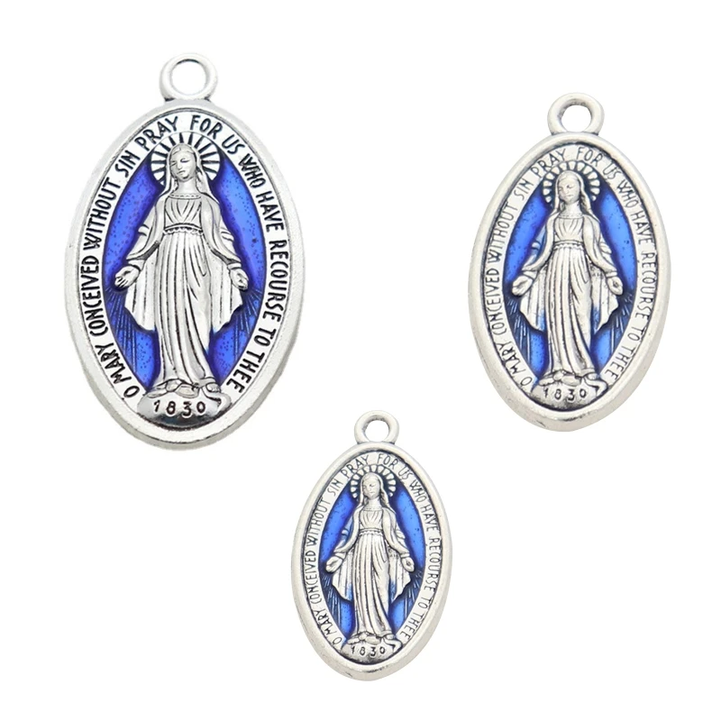 

10 Pcs Blessed Virgin Christ Pendant Catholic Jewelry Part for DIY Rosary