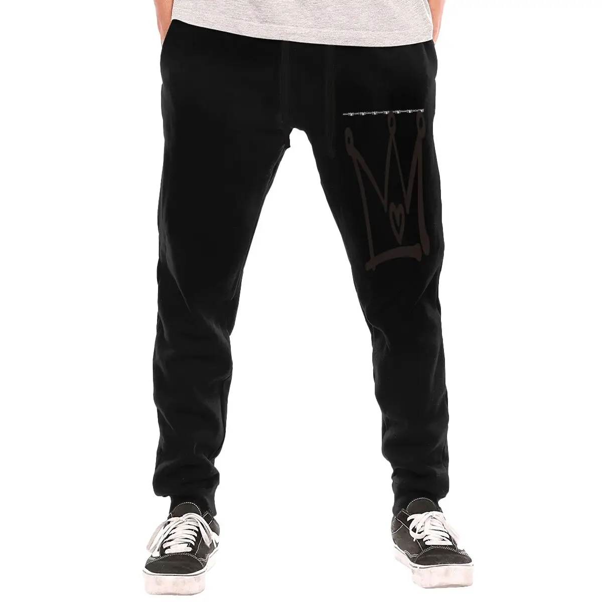 

Осенне-зимние мужские спортивные штаны с маленьким принтом, удобные и теплые, подходят для повседневной носки