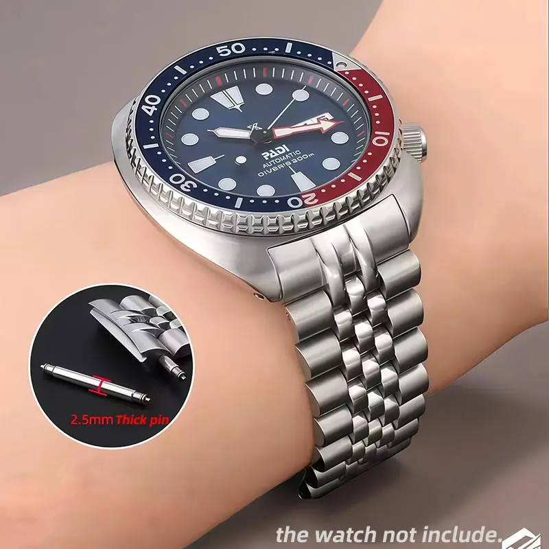 Фото Твердый металлический браслет из нержавеющей стали для часов Seiko Abalone Turtles Prospex SRPA21 SRP777 SRPC25 SRP773 SRP775 SRP779 22, металлический ремешок-браслет №1