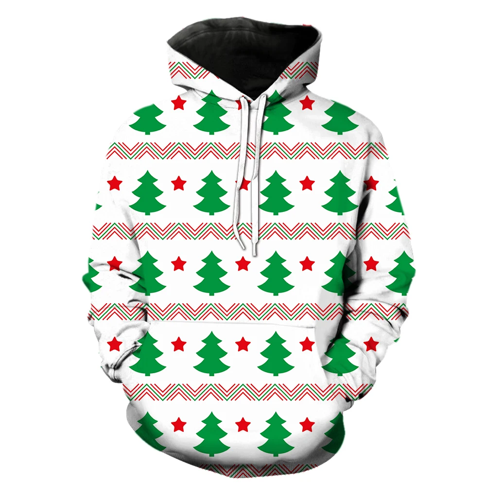 

Santa Claus Christmas Tree Men's Hoodies 3D Printed Teens Fashion Streetwear With Hood Jackets Hip Hop Sweatshirts Unisex Cool