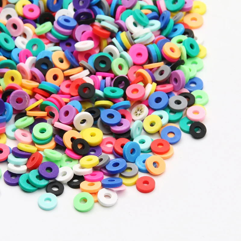 

Flat Multicolor 6mm Round Polymer Clay Beads Loose Spacer Slice Beads For Jewelry Findings Making DIY Chain Bracelet Accessories