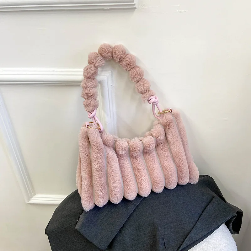 

Plush Autumn Winter Handbag Bag Large Capacity 2022 New Fashion Senior Sense Hair Hair Female Bag Texture Commuter Tote Bag