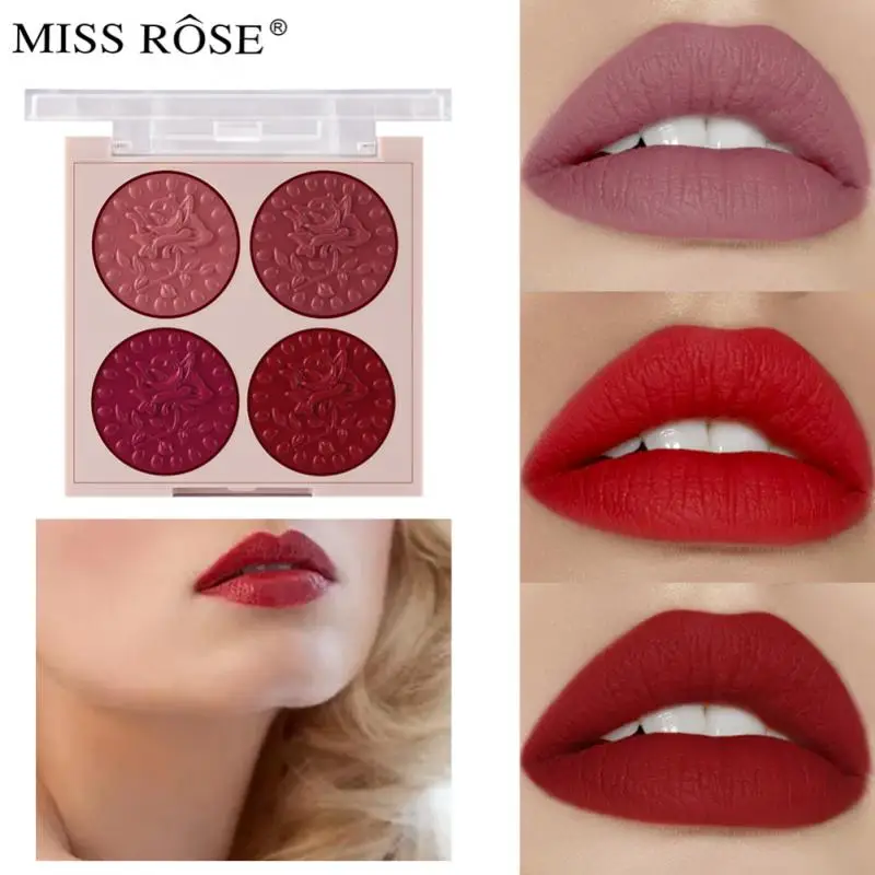 

4 Colors Matte Lipstick Palette Velvet Red Tint Sexy Lip Stick Lasting Moisturizing Waterproof Lip Gloss Women Makeup Cosmetics