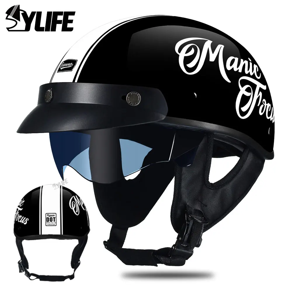 

Мотоциклетный шлем в стиле ретро для мужчин и женщин, винтажный шлем для скутера с сертификацией в горошек