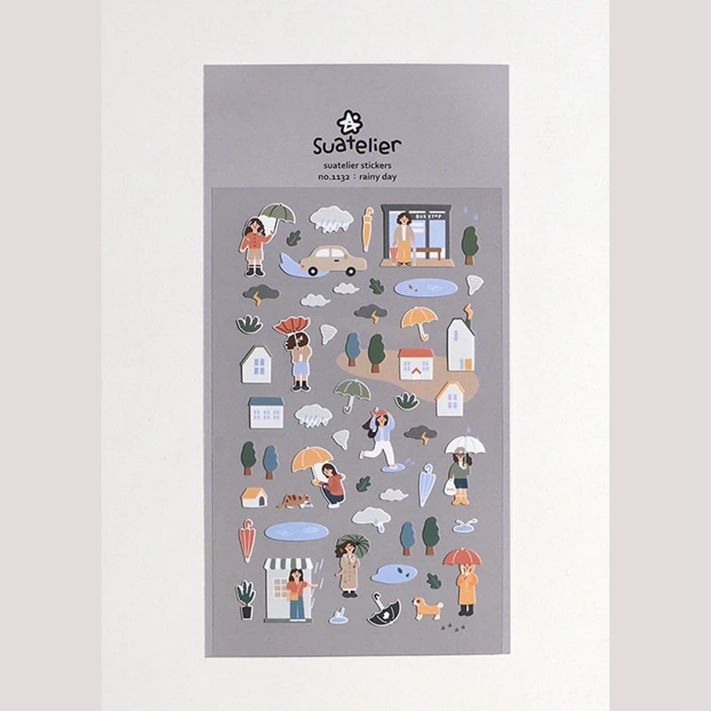 Суателье наклейки Дождливый день для скрапбукинга Корея происхождения Милые девочки наклейка Дневник мусорного журнала Декорация DIY ремесла Поставки.