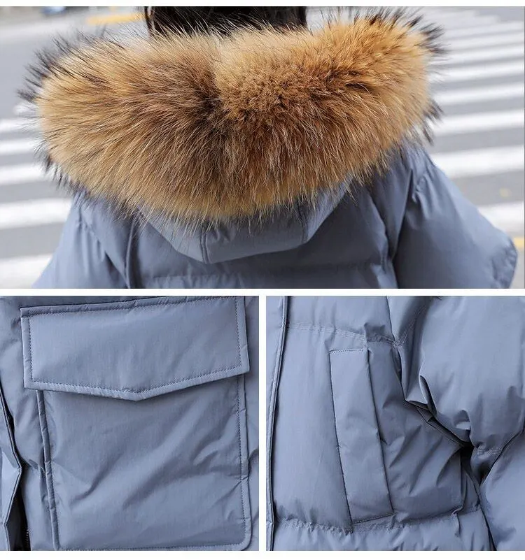 Зимние длинные пуховики Женская пуховая куртка 2024 пальто с перьями корейское
