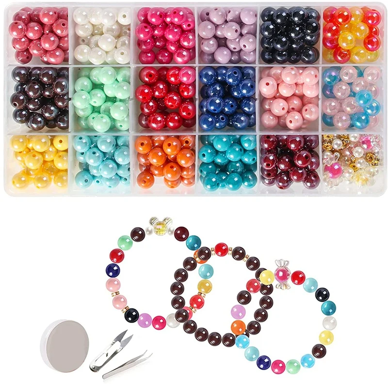 

Набор для изготовления ювелирных изделий из бисера, браслета, ожерелья, для взрослых и девушек, 10 мм разнообразные яркие цветные бусины для ...