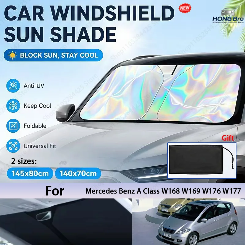 Фото Солнцезащитный складной экран для лобового стекла Mercedes-Benz A-класса W168 W169 W176 W177, УФ-отражающий, защита от солнца, автозапчасти №1
