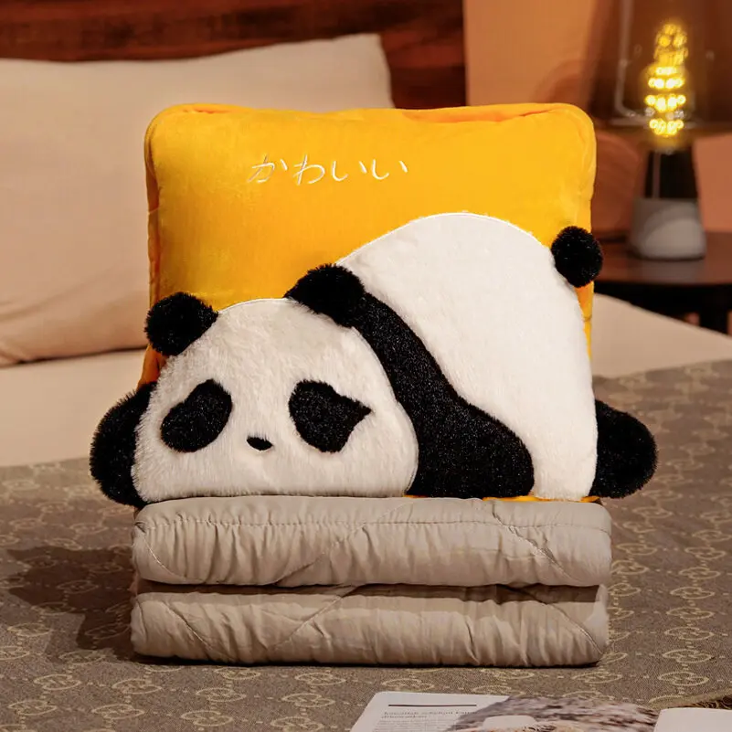 

New Design Panda Pillow 2 In 1 Cushion Blanket Sleep Portable Fold Pillow Quilt