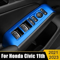 for honda civic 11th gen 2021 2022 2023 stainless car window glass lift switch panel armrest decoration cover sticker accessorie