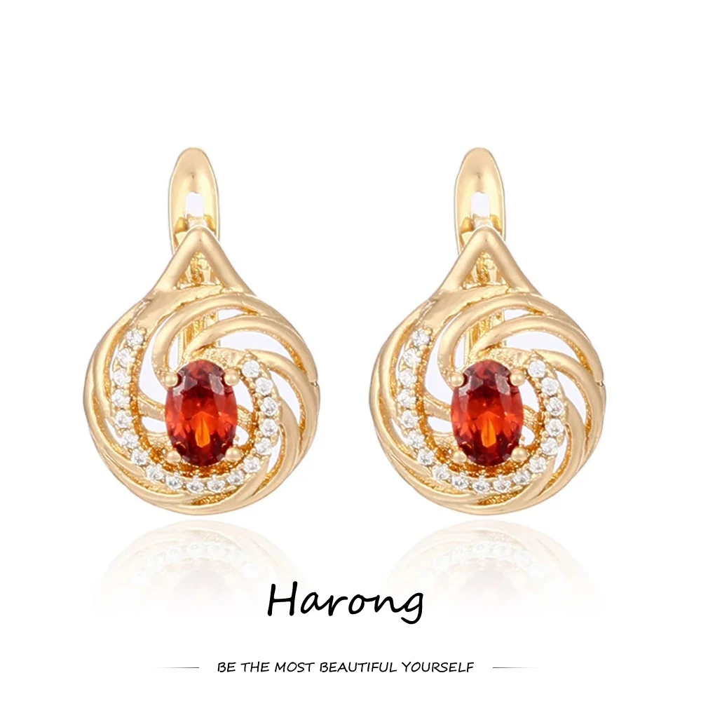 

Harong Classic Luxury Natural Zircon Stud Earrings Gold Round Glitter Large Crystal Earrings for Woman Girls Birthday Gifts