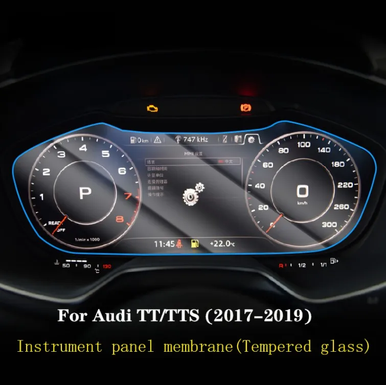 

Для Audi TT TTS 2017-2022, внутренняя панель автомобиля, мембрана для приборной панели, ЖК-экран, защитная пленка из закаленного стекла, установка против царапин
