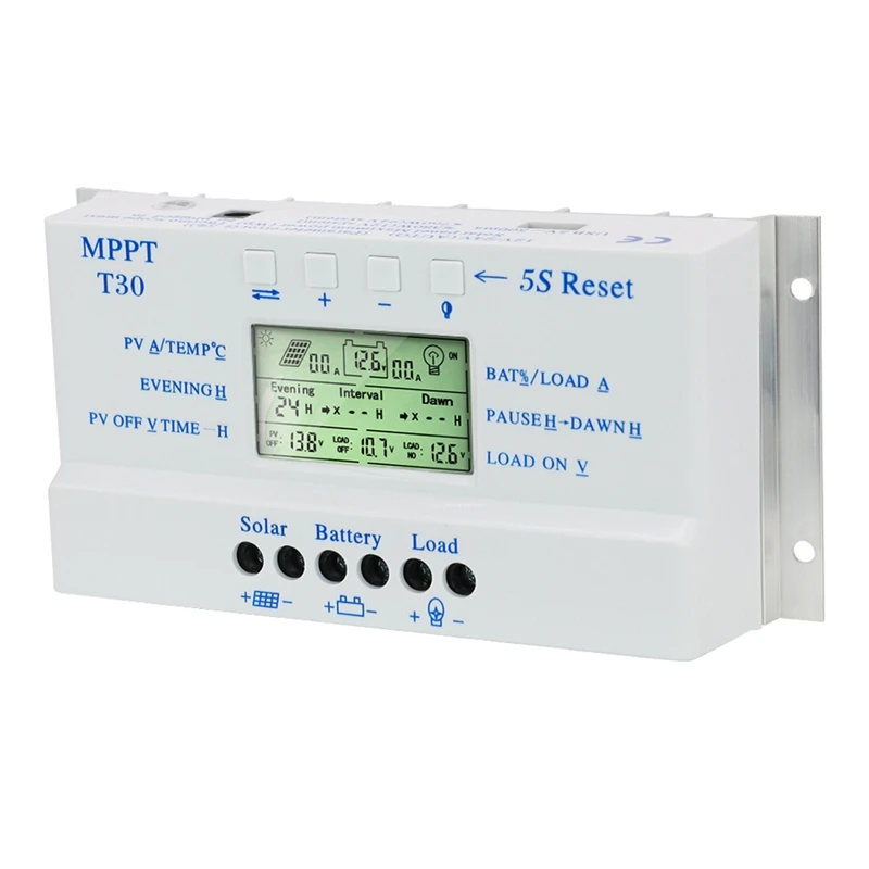 

PWM 12/24V 30A Solar Charge And Discharge Controller T30 Light Time Control