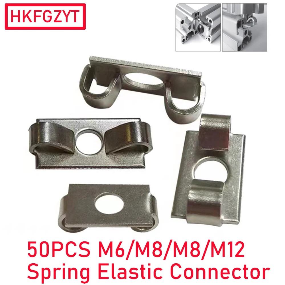 

50PCS M6/M8/M8/M12 Spring Elastic Connector 2020 3030 4040 4545 European Standard Aluminum Profile Built-in Fitting Fastener