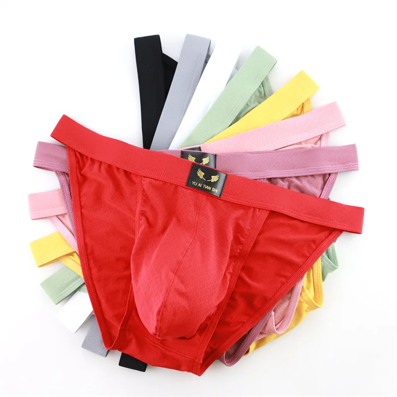 

8PCS Men's Underwear Nylon Briefs Solid Mesh Breathable Mid-waist U Convex Design Dry Quickly High Fork Men's Underpants Briefs
