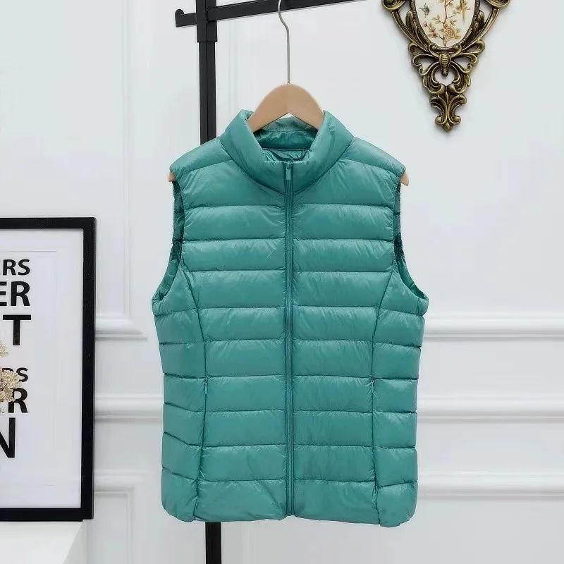 Women's Autumn Duck Down Warm Vest Sleeveless Stand Collar Portable Quilted Vests Female 2023 Winter Solid Casual Woman Jacket