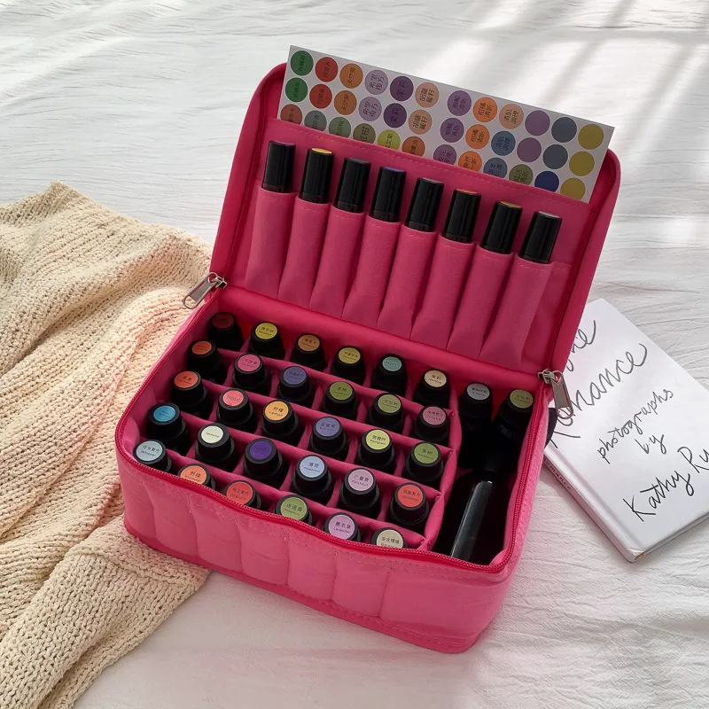 

Вместительная ручная сумка для хранения макияжа из хлопчатобумажной ткани, сумка для хранения эфирного масла с 38 отделениями