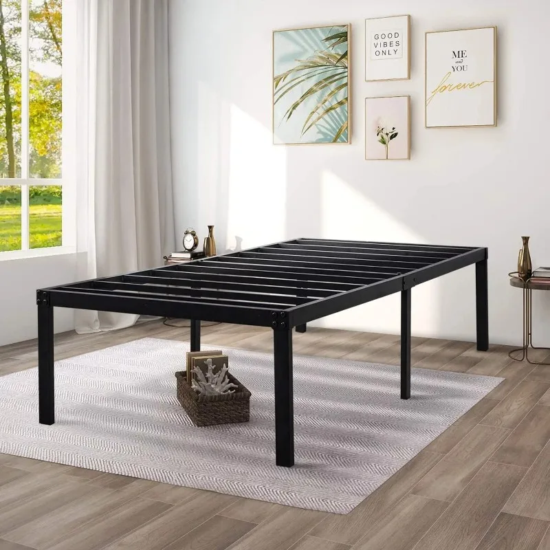 , 14 Inch Metal Platform Bed Frame With Heavy Duty Steel Slats