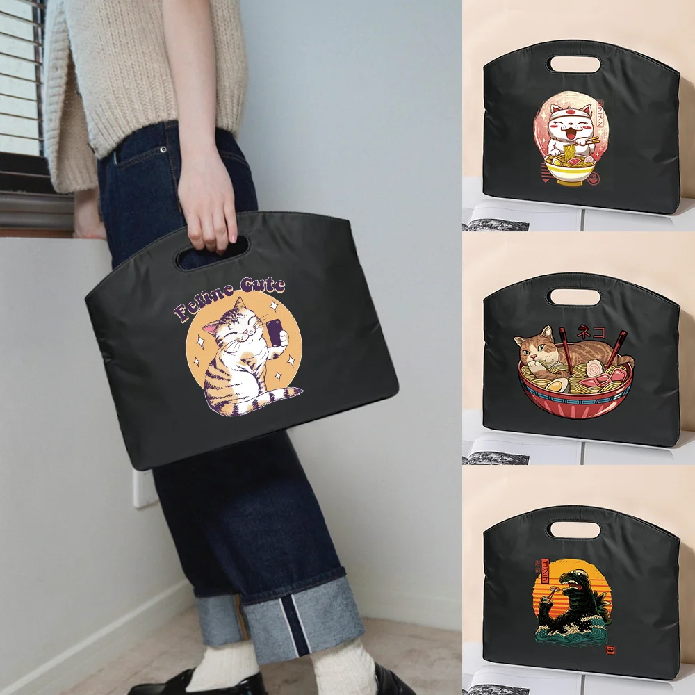 Fashion Briefcase Business Conference Bag Laptop Case Sleeve Japan Cat Print Material Document Office Bag Organizer File Handbag