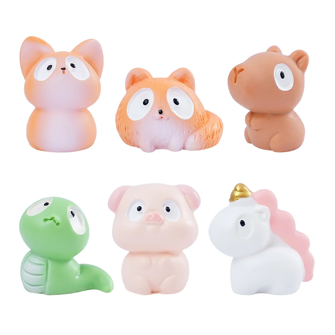 Миниатюрная фигурка милая мини-свинья лиса кошка змея животные смоляные