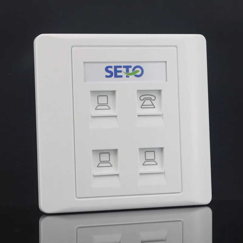 SeTo 86 Тип Три сети Lan Gigabit RJ45 Cat6 + один телефон RJ11 Cat3 настенная пластина розетка Keystone