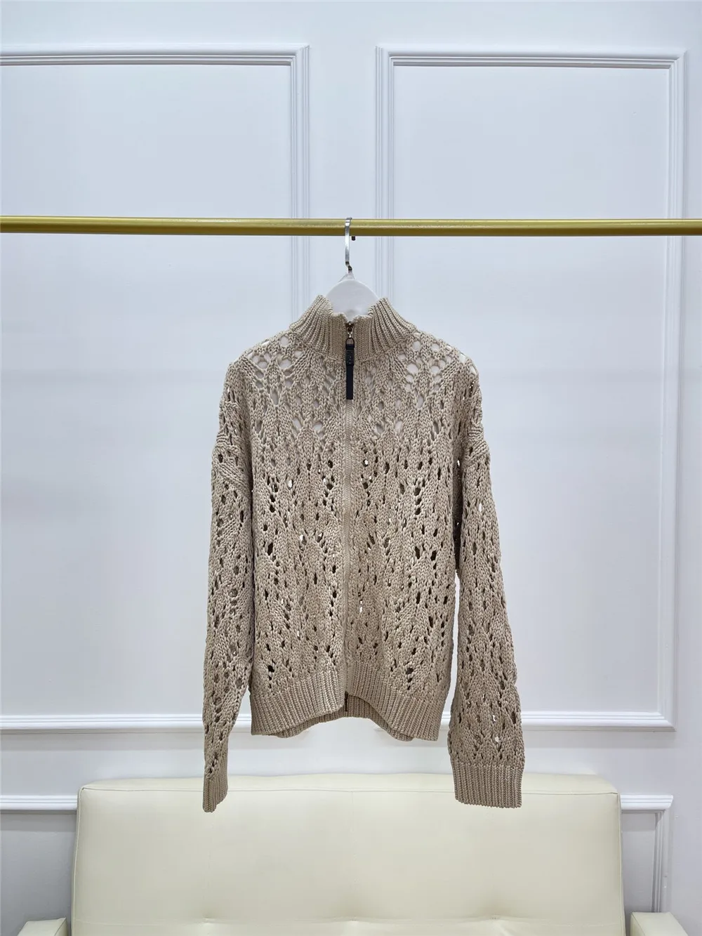 Женский вязаный кардиган на молнии универсальный хлопковый Кардиган с длинным