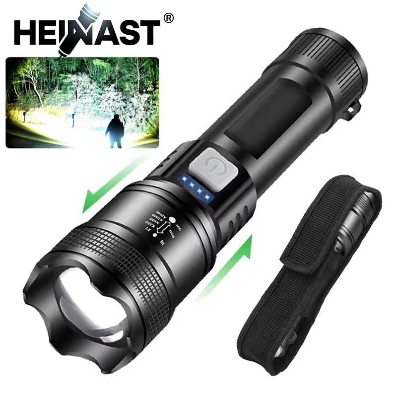 High Strong Power LED Flashlight Tactical Torch USB Rechargeable Zoom Emergency Lights For Outdoor Fishing Work Lighting Lamp