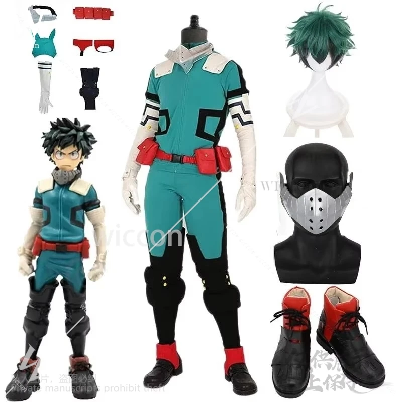 Midoriya Izuku Deku Battle Косплей Костюм Мой Аниме Герой Академические Ботинки Парик
