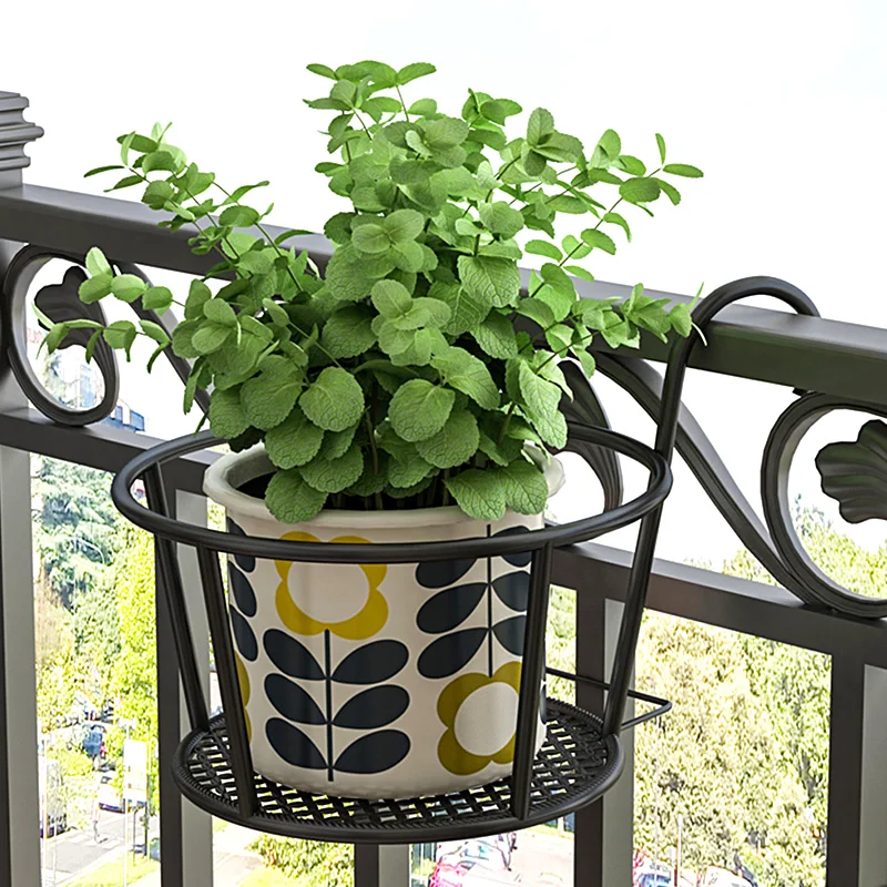 

1Pcs Art Hanging Baskets Flower Balcony Bonsai Stand Hanging Plant Window Bonsai Stand DecorRound Flower Pot Iron Racks