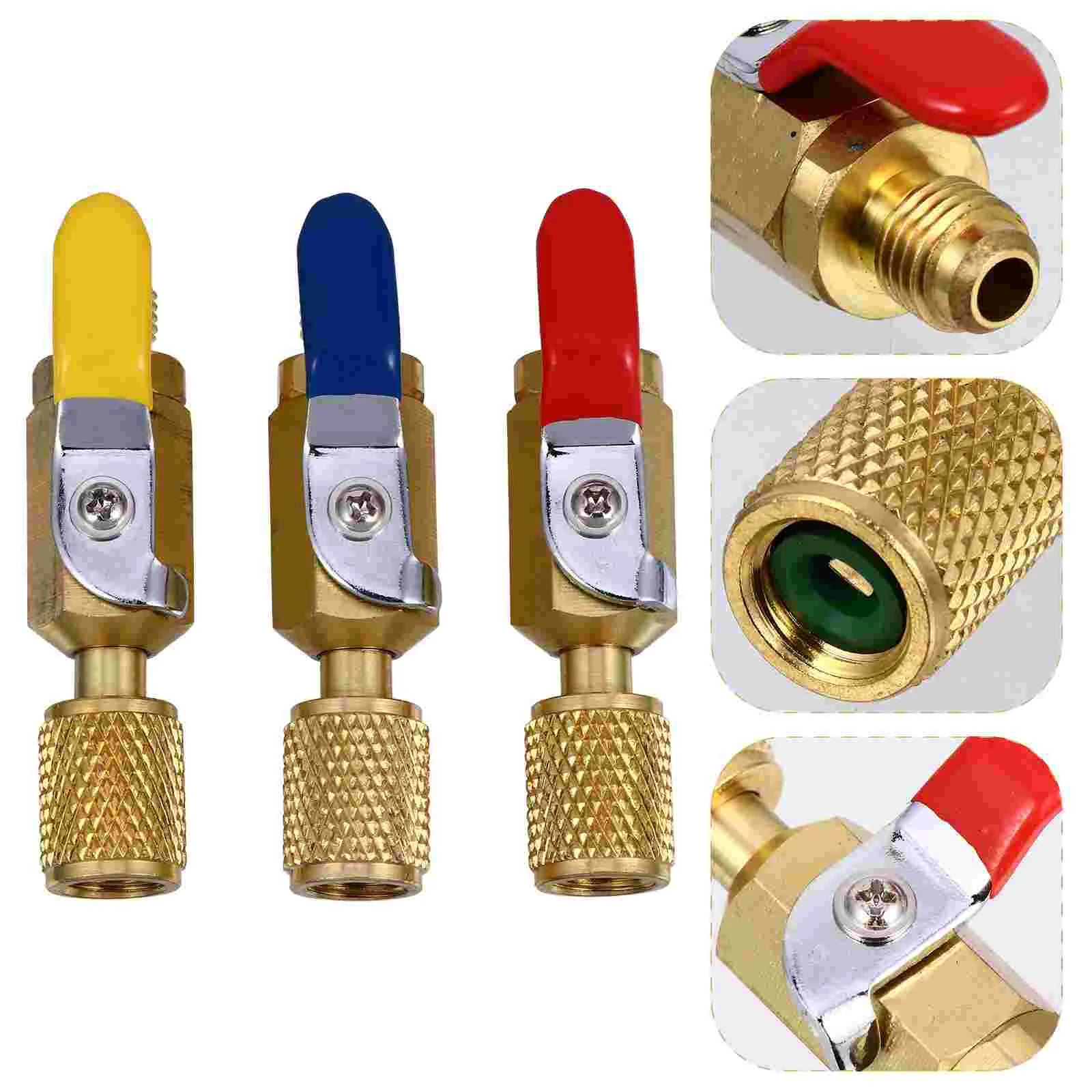 

3 Pcs Valve Angled Ball Air Condition Refrigerant Refrigeration Coupling Copper On-off Shut