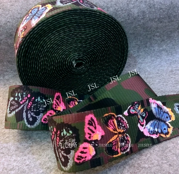

High-grade luggage accessories double printing nylon ribbon bag strap double-sided printed butterfly tape 5 cm wide 6yards