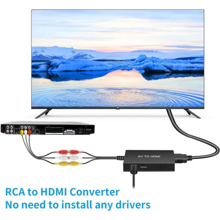 Фото Кабель-переходник, совместимый с RCA в HDMI, адаптер 1080P, совместимый с AV-HDMI для PS1/2/3 STB Xbox VHS VCR, DVD-плеер с синим радиусом №4