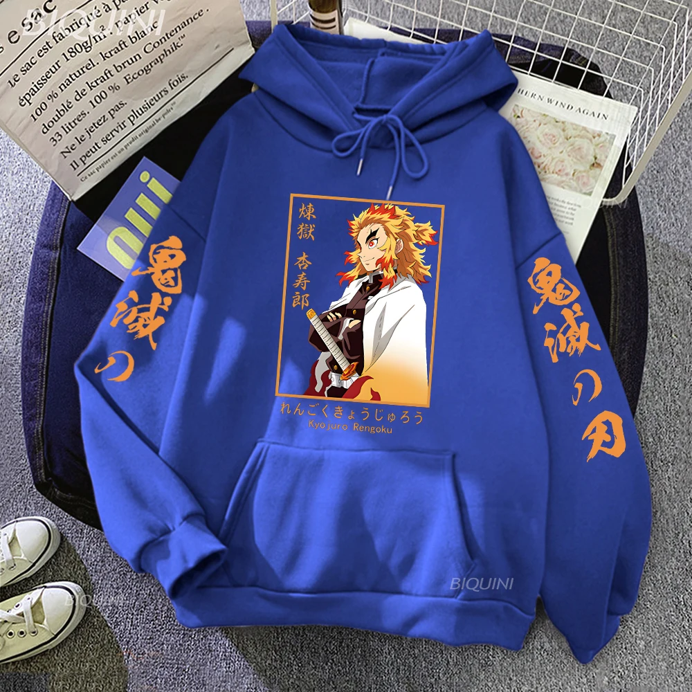 

Demon Slayer Hoodie Kyoujurou Rengoku Hot Anime Clothes Pullover Japanese Streetwear Fleece Casual Oversize Sweatshirt Men Women