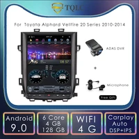 px6 tesla style screen android car radio for toyota alphard vellfire 20 series 2010 2014 multimedia navigator carplay head unit