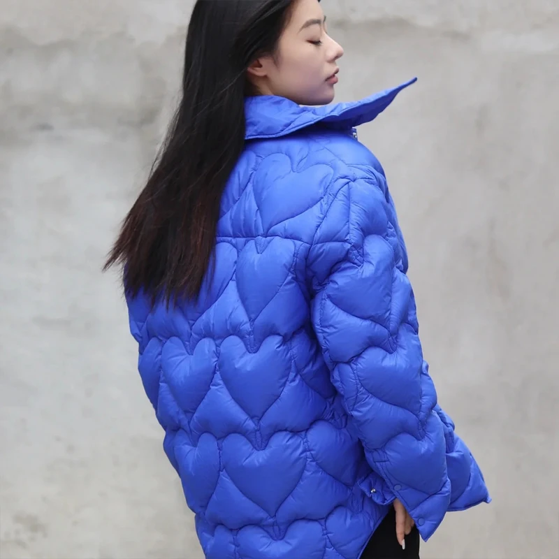 2022 Winter Oversized down jacket Women Streetwear Long sleeve Overshirt Blue Warm Fashion Ladies snow wear Clothing INKEO 2O279