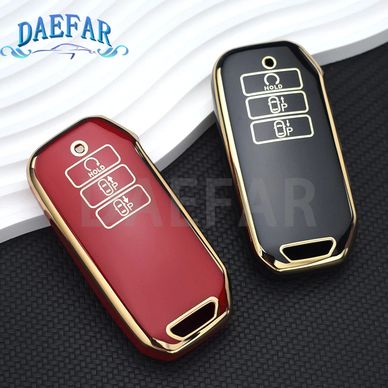 Чехол для автомобильного ключа с 7 кнопками из ТПУ золотыми краями Kia Sorento MQ4 2020 2021