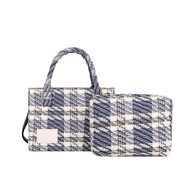 2022 spring new style Messenger Bag Fashion niche bag soft face Plaid canvas bag square portable bag single shoulder bag