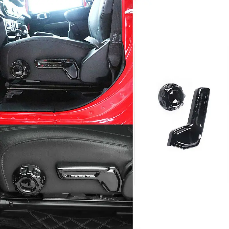 

Fit For Jeep Wrangler JL 18-2020 ABS Black Seat Adjust Handle Button Cover Trim