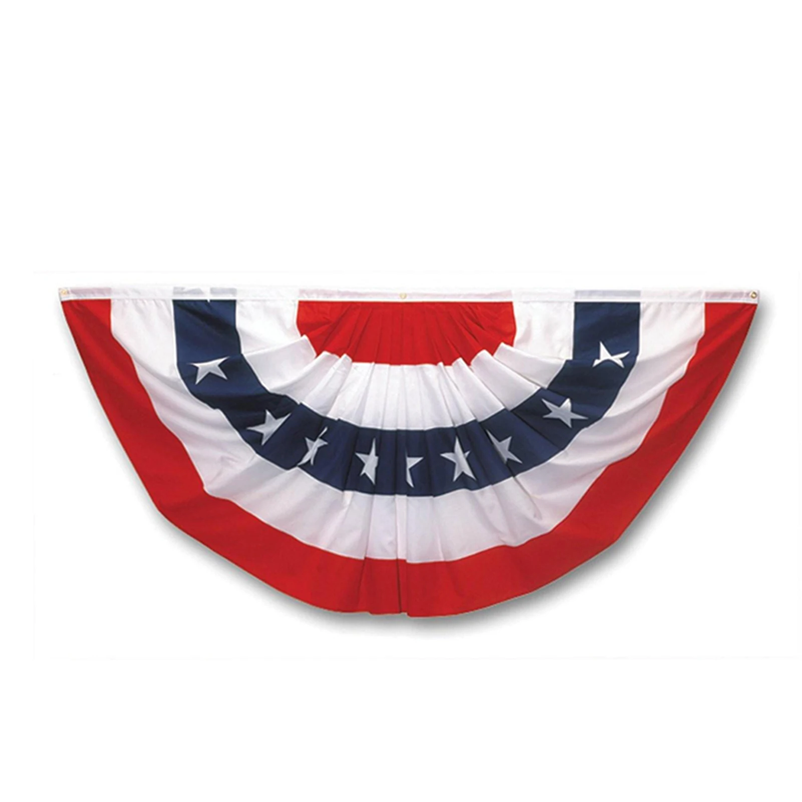 

American Flag Bunting Patriotic Pleated Half Fan Flag USA Porch Red White And Blue Bunting For 4th Of July 45x90cm
