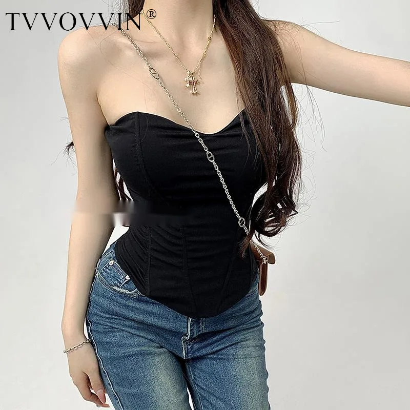 

TVVOVVIN 2023 Summer Sexy Spicy Girl Wrapped Chest European and American Fashion Three Dimensional Slim and Fishbone Bra CRCN