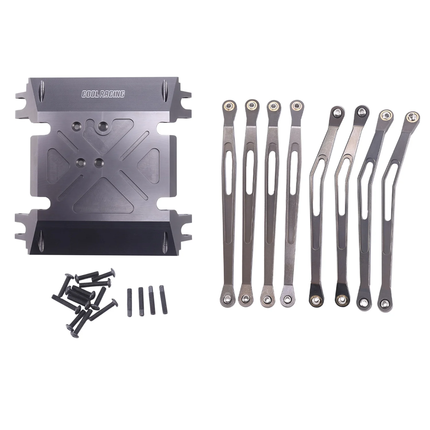 

for 1/10 Rc Axial Wraith Full Aluminum Skid Plate with 8 Suspension Link Rod Titanium