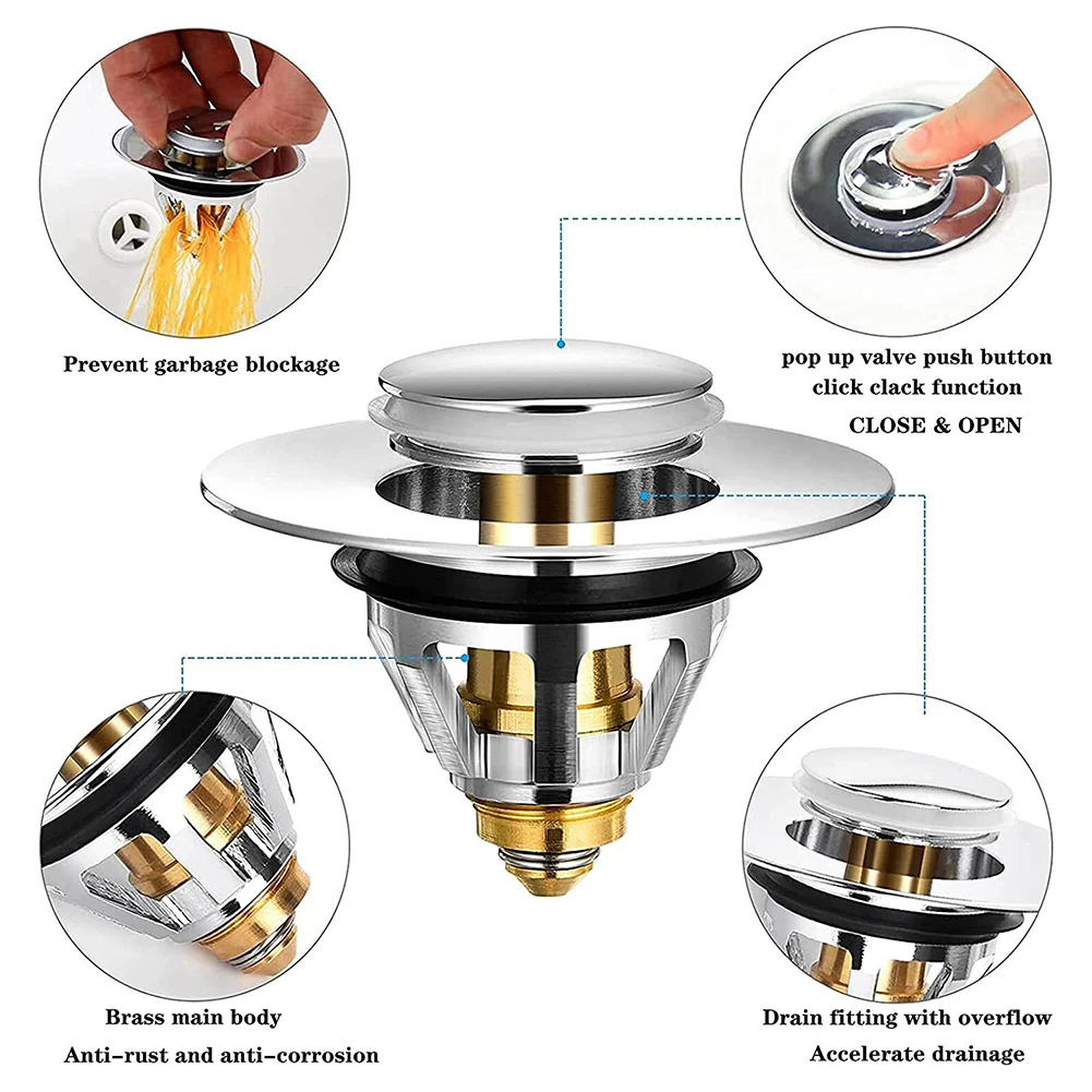 

Sink Strainer Plug Hole Stopper Basin Waste Filter Basin Deodorant Bounce Core Drain Stopper Shower Floor Drain Sewer Fittings