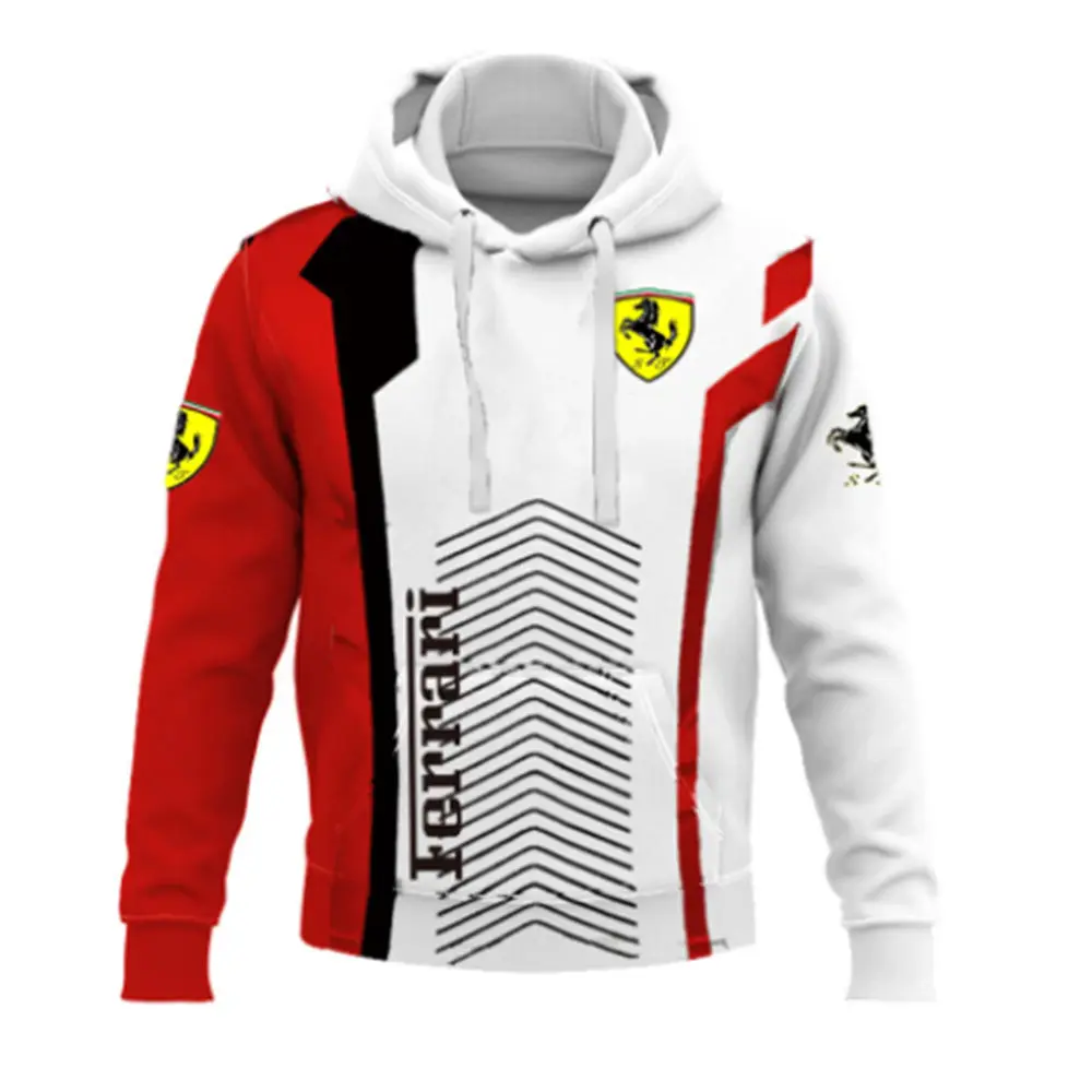 2023 Fashion New Ferrari Logo F1 3d Printing Spring And Summer Fashion Hooded Sweater Men/Women Sweater Pullover Outdoor Hoody
